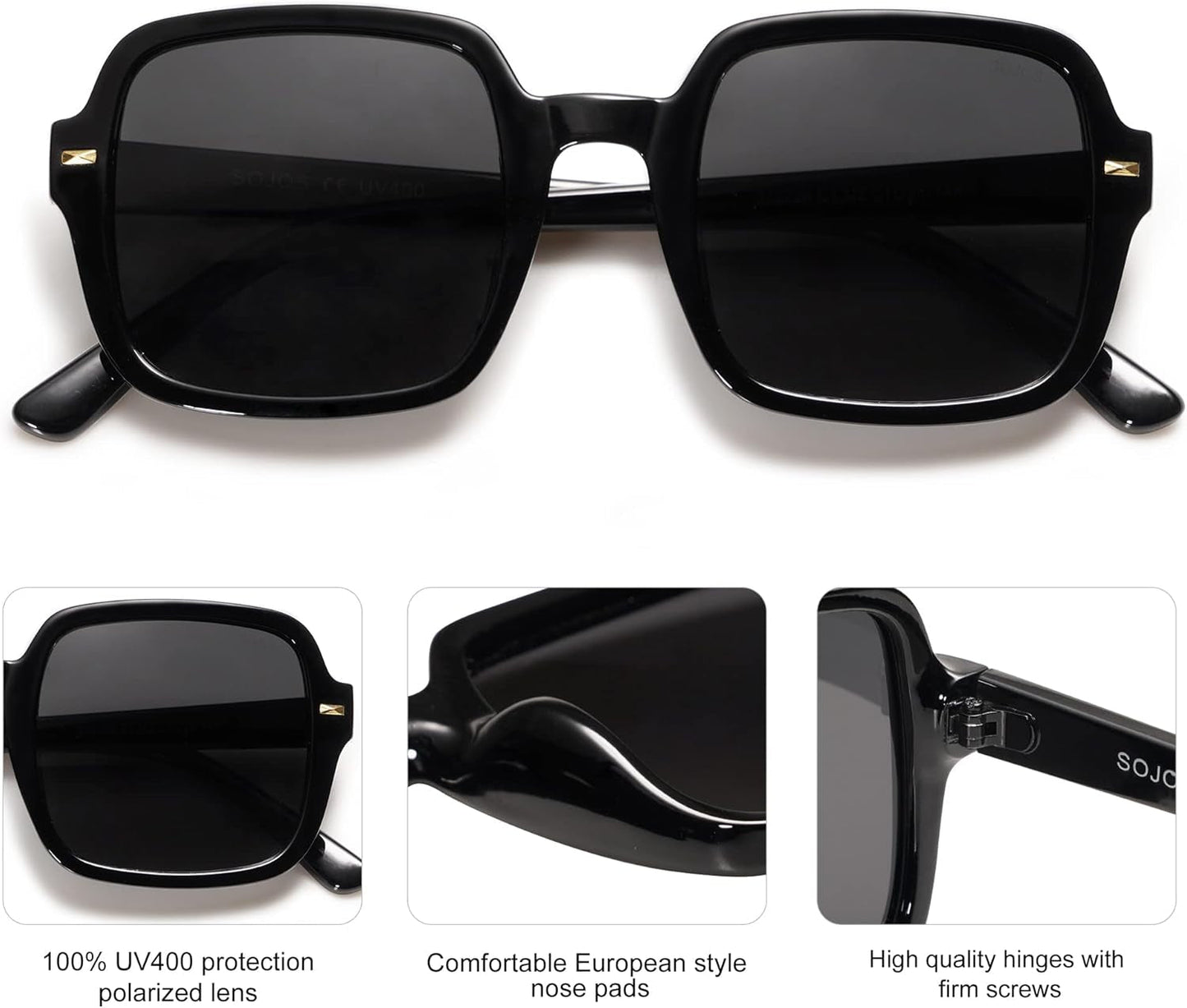 Retro Square Polarized Sunglasses for Women Men Classic Trendy Sunnies SJ2226 - WORLD TIME VISITS