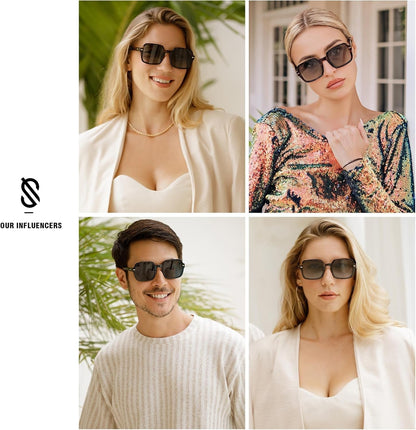 Retro Square Polarized Sunglasses for Women Men Classic Trendy Sunnies SJ2226, Dark Tortoise/Green