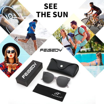 Retro Square Polarized Sunglasses Women Men Vintage Minimalist Shades B2600