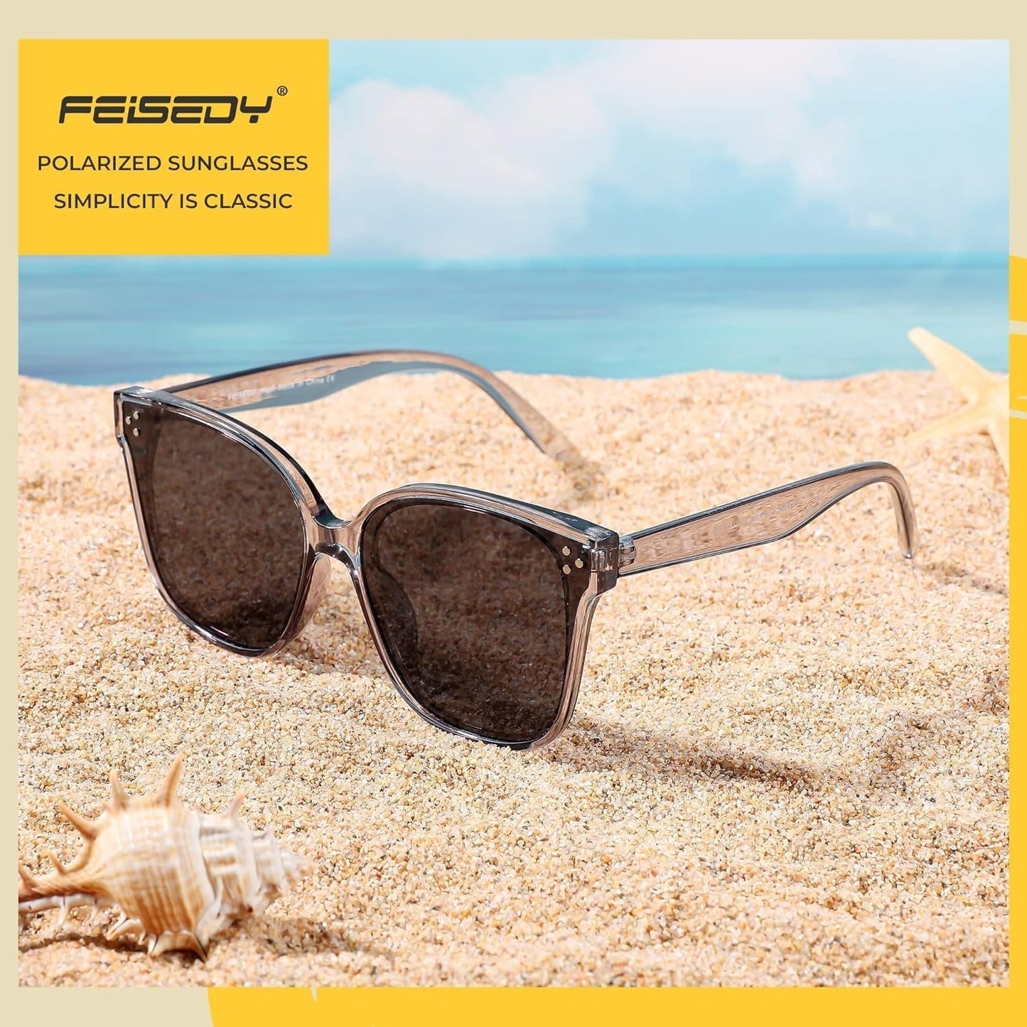 Retro Square Polarized Sunglasses Women Men Vintage Minimalist Shades B2600