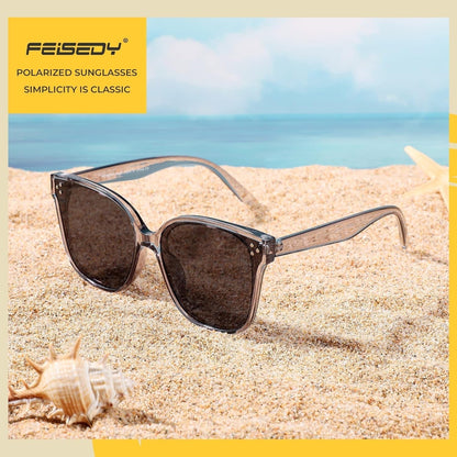 Retro Square Polarized Sunglasses Women Men Vintage Minimalist Shades B2600