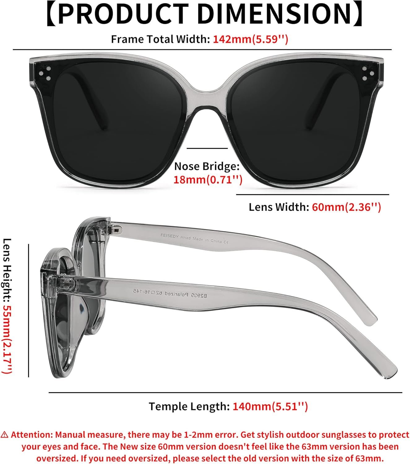 Retro Square Polarized Sunglasses Women Men Vintage Minimalist Shades B2600