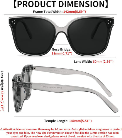 Retro Square Polarized Sunglasses Women Men Vintage Minimalist Shades B2600