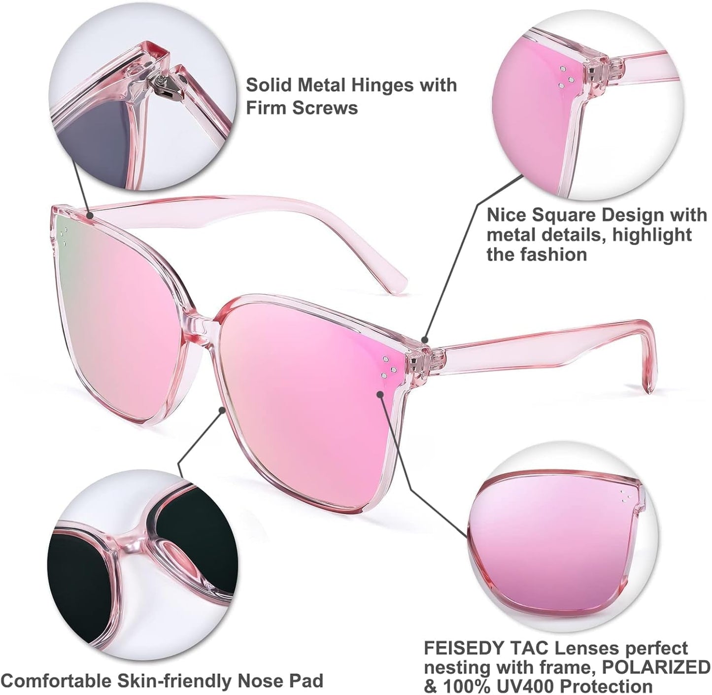 Retro Square Polarized Sunglasses Women Men Vintage Minimalist Shades B2600