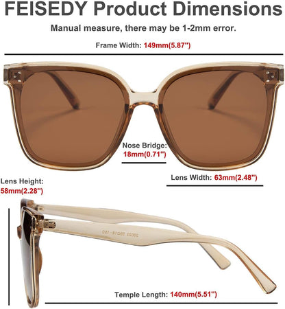 Retro Square Polarized Sunglasses Women Men Vintage Minimalist Shades B2600