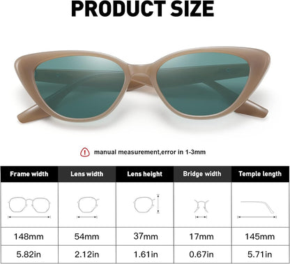 Retro Vintage Narrow Cat Eye Sunglasses for Women 90S Small Chic Style Trendy Sunnies UV400 Protection FZN7514