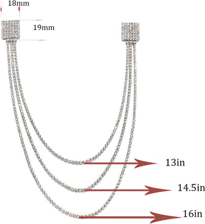 Rhinestone Geometric Tassel Lapel Brooch Pin Long Chain Multi - Layered Full of Crystal Square Pins Clip Dress Sweater Collar Jackets Suit Brooches Pins Fashion Jewelry Gifts for Women Girls Accessories - WORLD TIME VISITS