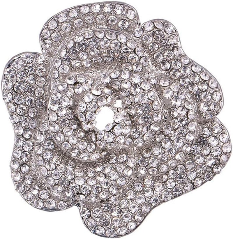 Rhinestone Rose Brooch Pin for Women Girls Fashion Crystal Big Blossom Flower Brooch Lapel Pins Elegant Dress Accessories Jewelry Boutonniere Corsage for Hat Bag Suit Tie Gift Wedding Holiday - WORLD TIME VISITS
