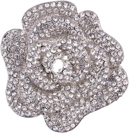 Rhinestone Rose Brooch Pin for Women Girls Fashion Crystal Big Blossom Flower Brooch Lapel Pins Elegant Dress Accessories Jewelry Boutonniere Corsage for Hat Bag Suit Tie Gift Wedding Holiday - WORLD TIME VISITS