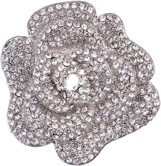 Rhinestone Rose Brooch Pin for Women Girls Fashion Crystal Big Blossom Flower Brooch Lapel Pins Elegant Dress Accessories Jewelry Boutonniere Corsage for Hat Bag Suit Tie Gift Wedding Holiday - WORLD TIME VISITS