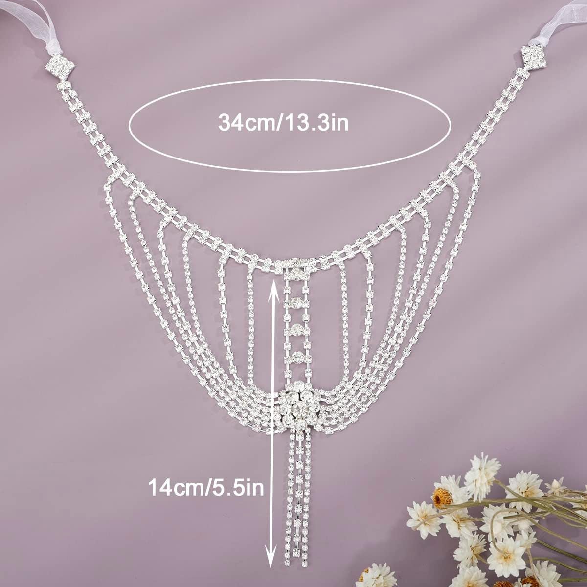 Rhinestones Sexy Shoulder Bra Body Chain Fringe Tassels Body Jewelry Wedding Arm Chain Summer Beach Bikini Shoulder Harness for Women Brides