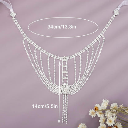 Rhinestones Sexy Shoulder Bra Body Chain Fringe Tassels Body Jewelry Wedding Arm Chain Summer Beach Bikini Shoulder Harness for Women Brides