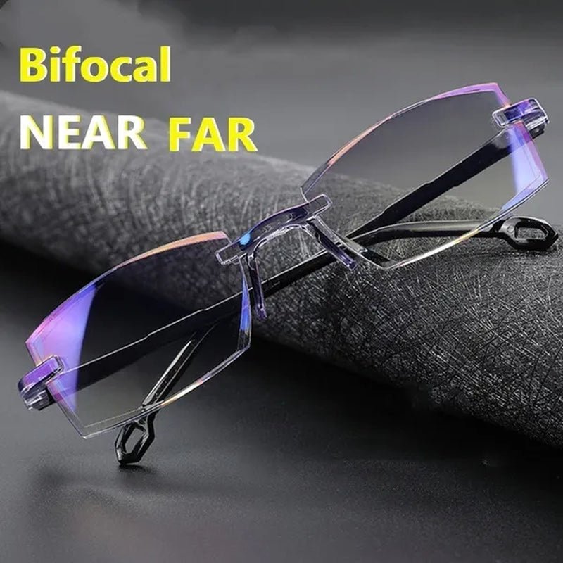 Rimless Diamond-Cut Reading Glasses Anti-Blue Light and Blue Film Integrated for Women Men Full Degree +1.0 +1.5 +2.0 +2.5 +3.0 +3.5 +4.0