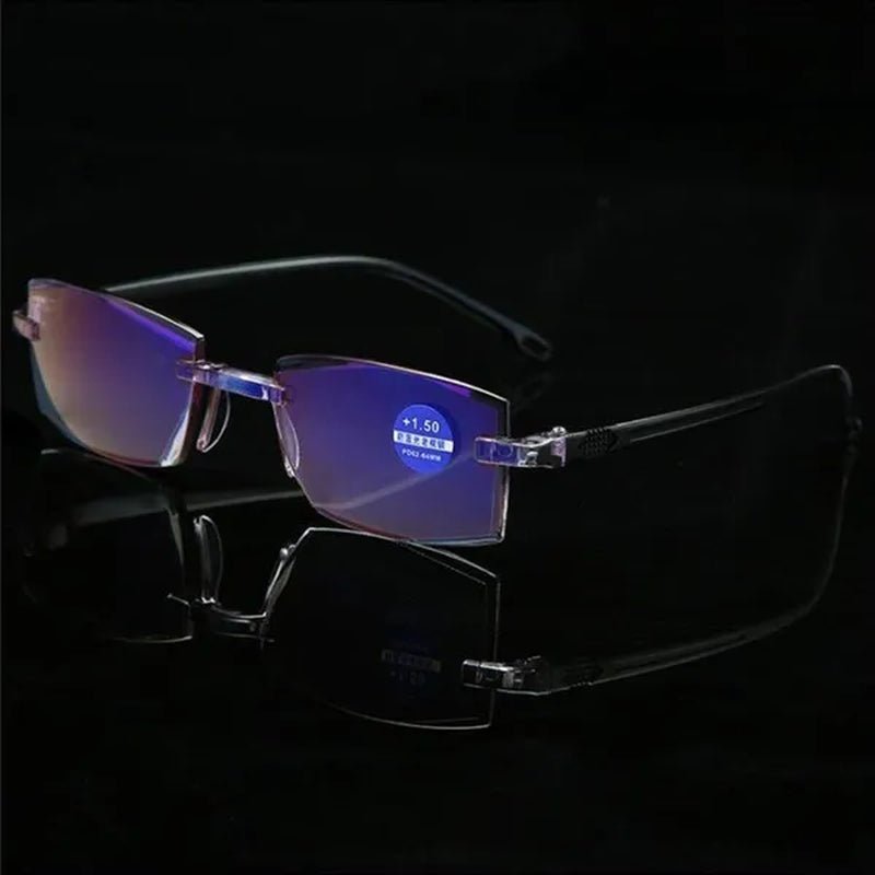 Rimless Diamond-Cut Reading Glasses Anti-Blue Light and Blue Film Integrated for Women Men Full Degree +1.0 +1.5 +2.0 +2.5 +3.0 +3.5 +4.0