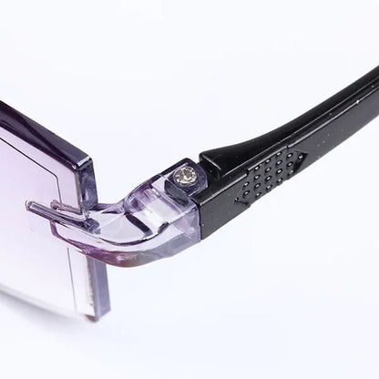Rimless Diamond-Cut Reading Glasses Anti-Blue Light and Blue Film Integrated for Women Men Full Degree +1.0 +1.5 +2.0 +2.5 +3.0 +3.5 +4.0