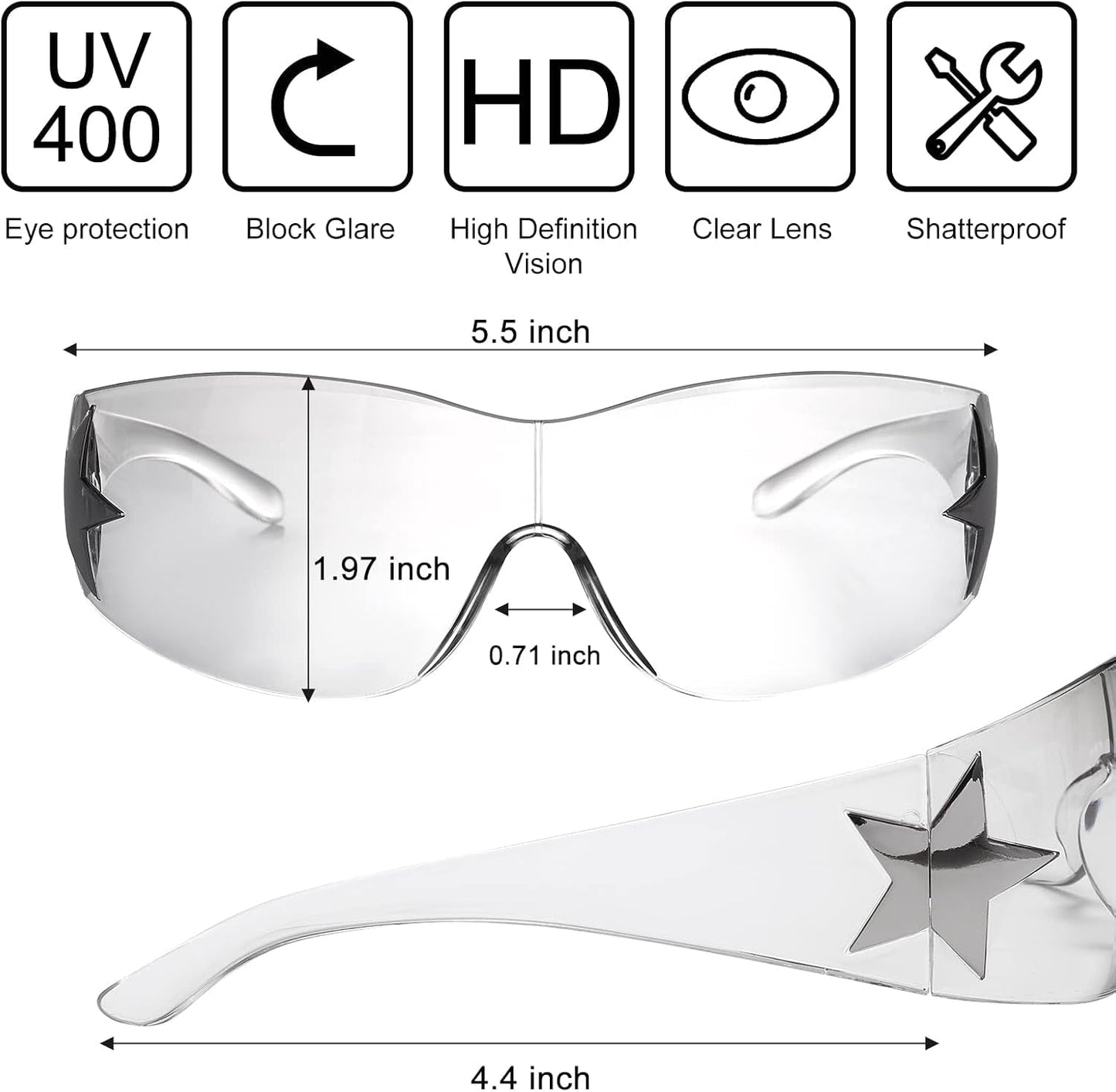 Rimless Y2K Sunglasses for Women Men,Trendy Shield Wrap around Sunglasses Oversized Fashion Frameless Sun Glasses