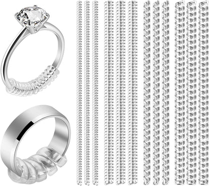 Ring Sizer Adjuster for Loose Rings, 12 Pack 4 Sizes Invisible Clear Silicone Ring Guard for Women Men, Ring Resizer Tightener Spacer Fitter for Too Big Ring, Make Ring Smaller without Resizing - WORLD TIME VISITS