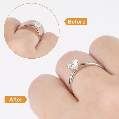 Ring Sizer Adjuster for Loose Rings, 12 Pack 4 Sizes Invisible Clear Silicone Ring Guard for Women Men, Ring Resizer Tightener Spacer Fitter for Too Big Ring, Make Ring Smaller without Resizing