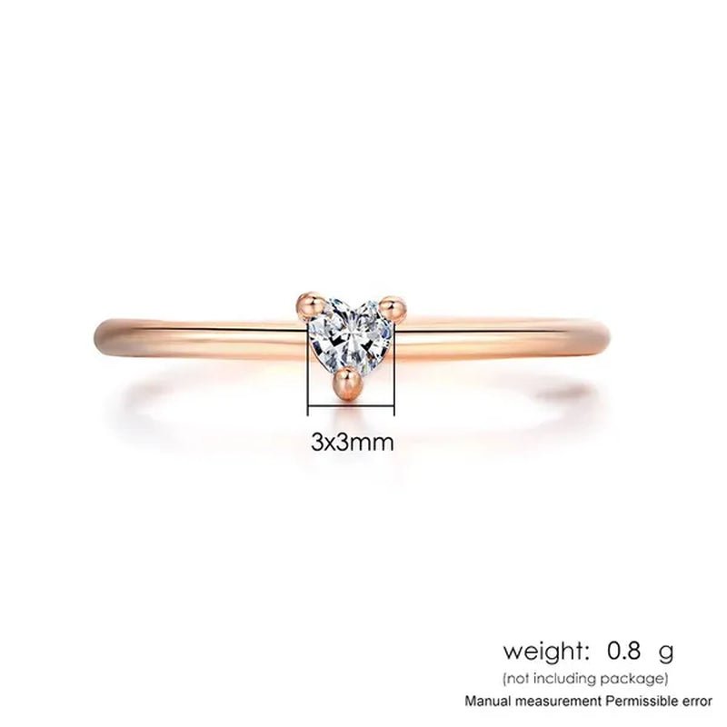 Rings for Women Little Heart Shaped Gold Color Wedding Engagement Dainty Ring Jewellry Zircon Romantic Fashion Jewelry