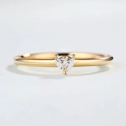 Rings for Women Little Heart Shaped Gold Color Wedding Engagement Dainty Ring Jewellry Zircon Romantic Fashion Jewelry - WORLD TIME VISITS