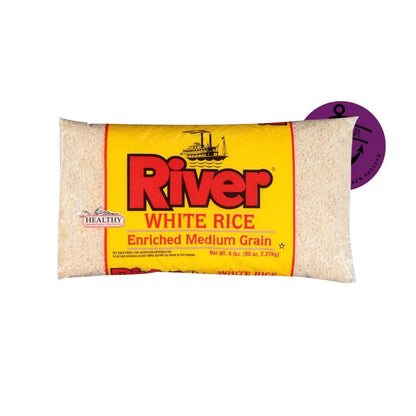 RIVER White Rice - Enriched Medium Grain 5 Pound Bag (80 OZ) 2.27 Kg | Used in ARROZ DOÇE (Portuguese SWEET RICE - RICE PUDDING) with Magnet - WORLD TIME VISITS