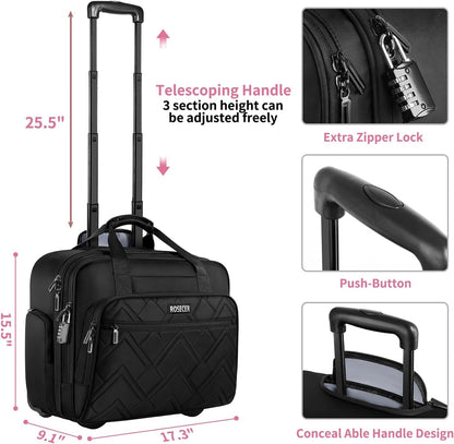 Rolling Laptop Bag, 17.3 Inch Premium Laptop Briefcases with Wheels for Men & Women, Waterproof Rolling Computer Bag Work Bag Laptop Case for Travel Work Office Business - WORLD TIME VISITS