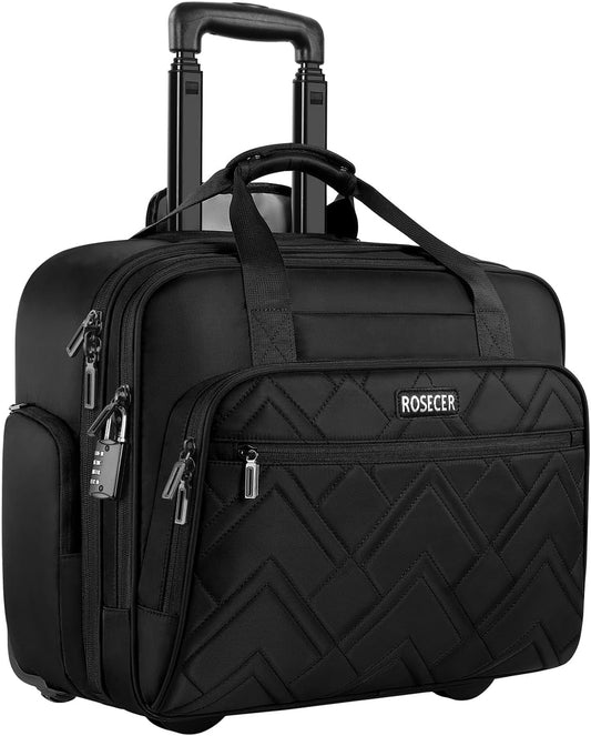 Rolling Laptop Bag, 17.3 Inch Premium Laptop Briefcases with Wheels for Men & Women, Waterproof Rolling Computer Bag Work Bag Laptop Case for Travel Work Office Business - WORLD TIME VISITS