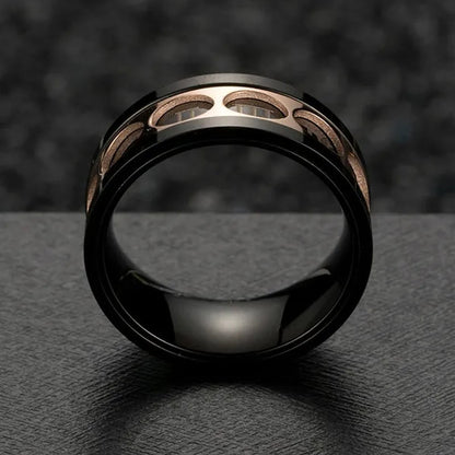 Roman Numerals Rotatable Black Rose Gold Titanium Steel Rotatable Spinner Ring For Men Jewelry Luck Finger Rings Wedding Band