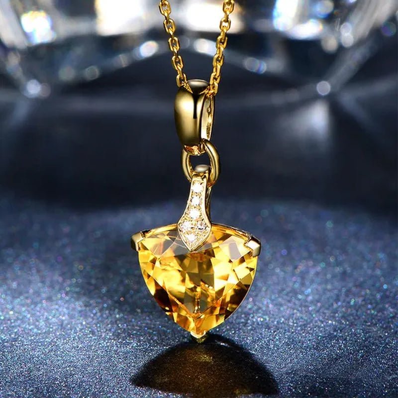 Romantic 18K Golden Plated Copper Setting Heart Shape Citrine Jewelry Set Love Shape Pendant Necklace Heart Micro Inlaid Cubic Zirconia Stud Earrings Butterfly Open - End Ring Flower Bracelets for Women Gifts - WORLD TIME VISITS