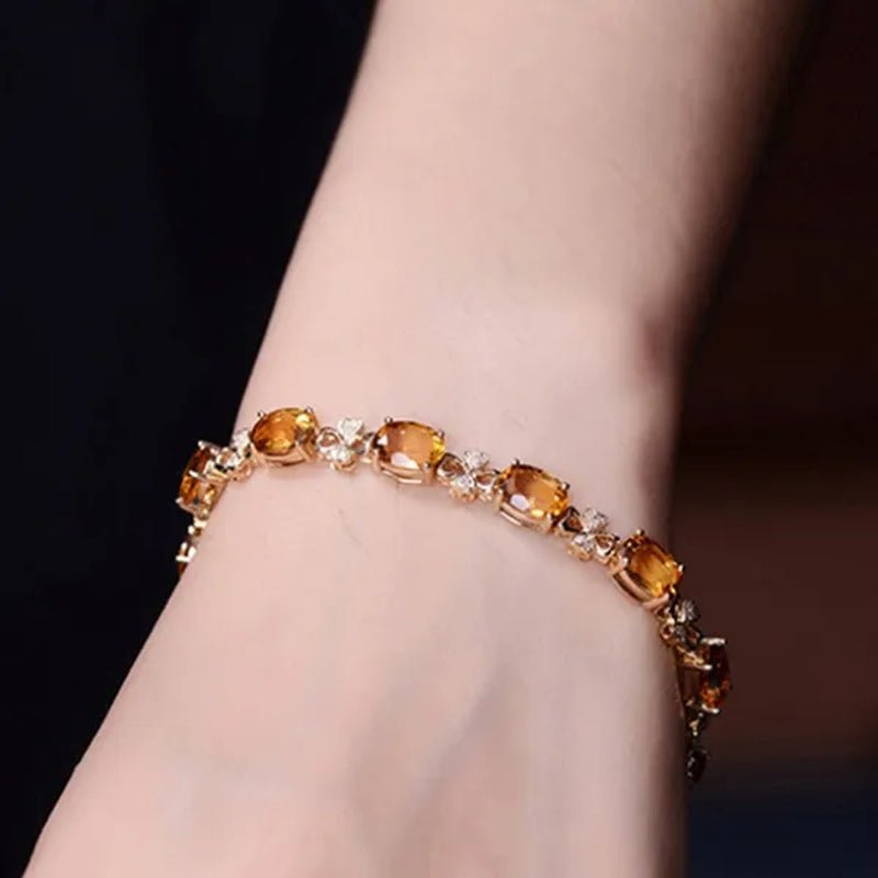 Romantic 18K Golden Plated Copper Setting Heart Shape Citrine Jewelry Set Love Shape Pendant Necklace Heart Micro Inlaid Cubic Zirconia Stud Earrings Butterfly Open-End Ring Flower Bracelets for Women Gifts