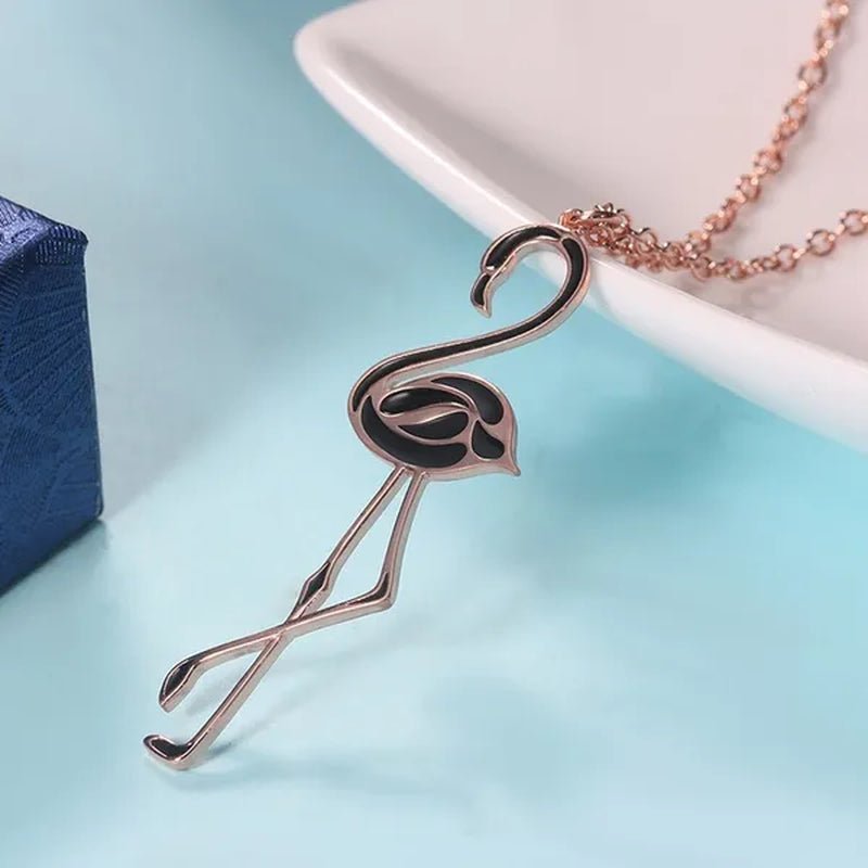Romantic Elegant Engagement Wedding Linkchain Animal Shape Flamingo Pendant Necklace - WORLD TIME VISITS