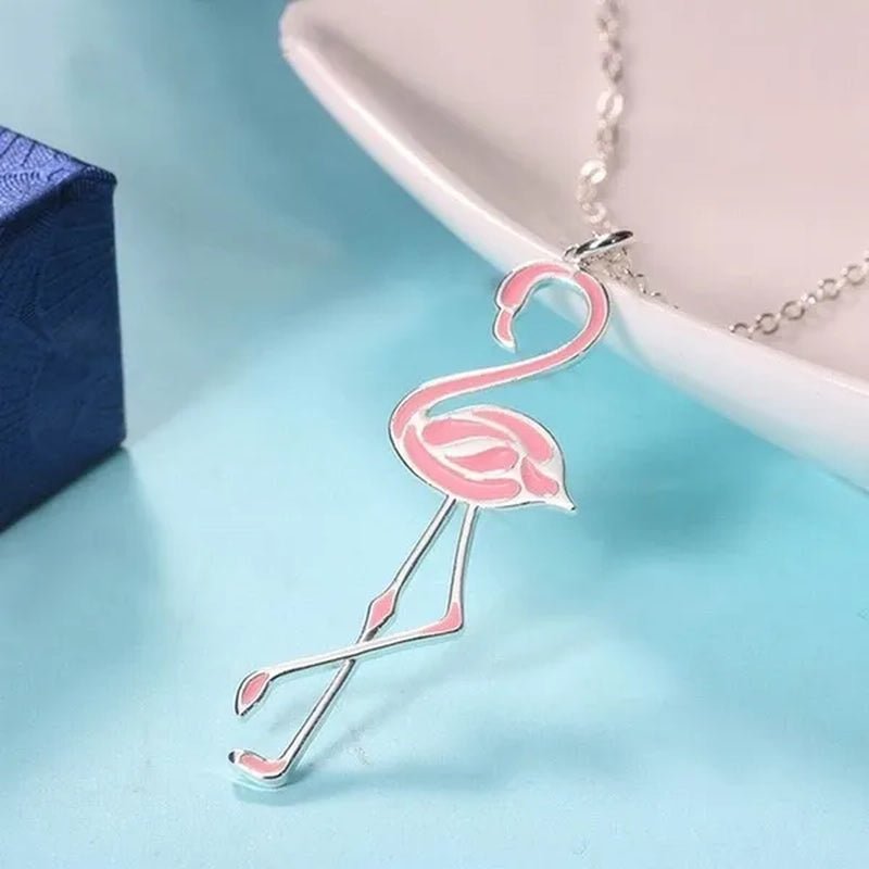 Romantic Elegant Engagement Wedding Linkchain Animal Shape Flamingo Pendant Necklace