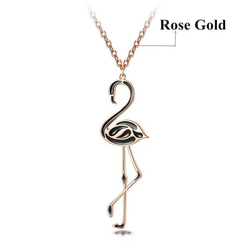 Romantic Elegant Engagement Wedding Linkchain Animal Shape Flamingo Pendant Necklace