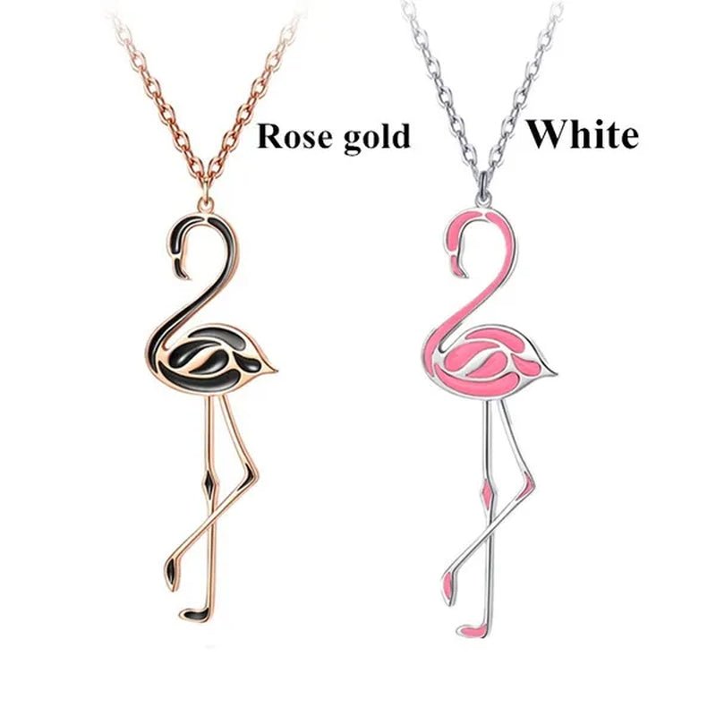 Romantic Elegant Engagement Wedding Linkchain Animal Shape Flamingo Pendant Necklace