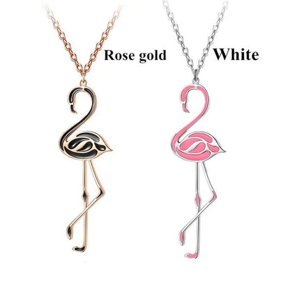Romantic Elegant Engagement Wedding Linkchain Animal Shape Flamingo Pendant Necklace
