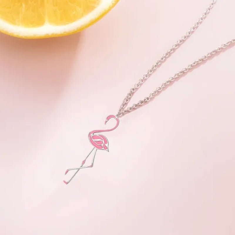 Romantic Elegant Engagement Wedding Linkchain Animal Shape Flamingo Pendant Necklace