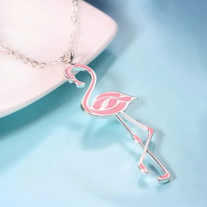 Romantic Elegant Engagement Wedding Linkchain Animal Shape Flamingo Pendant Necklace