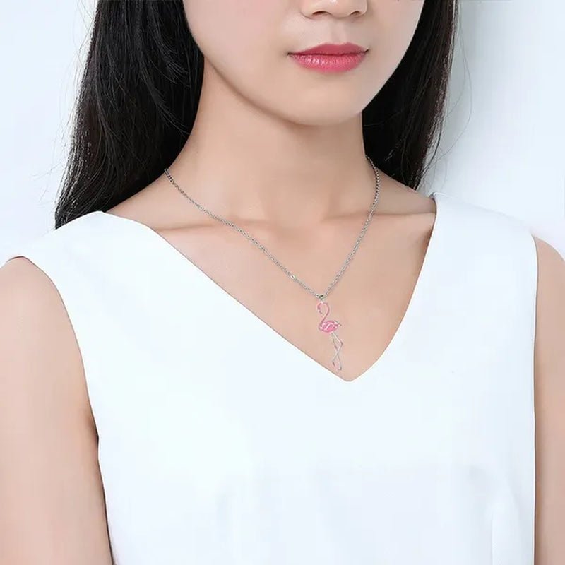 Romantic Elegant Engagement Wedding Linkchain Animal Shape Flamingo Pendant Necklace