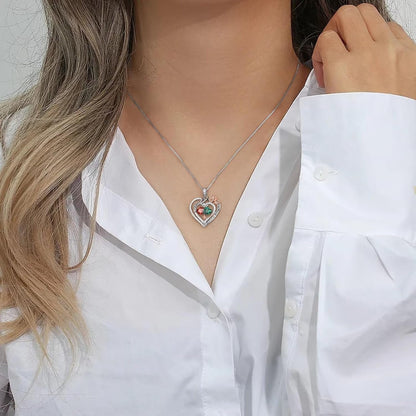 Rose Heart Necklace Gifts for Wife Women - 925 Sterling Silver Double Birthstone Necklace, Anniversary Birthday Gifts for Women, Jewelry Gifts for Wife Girlfriend Mom Her