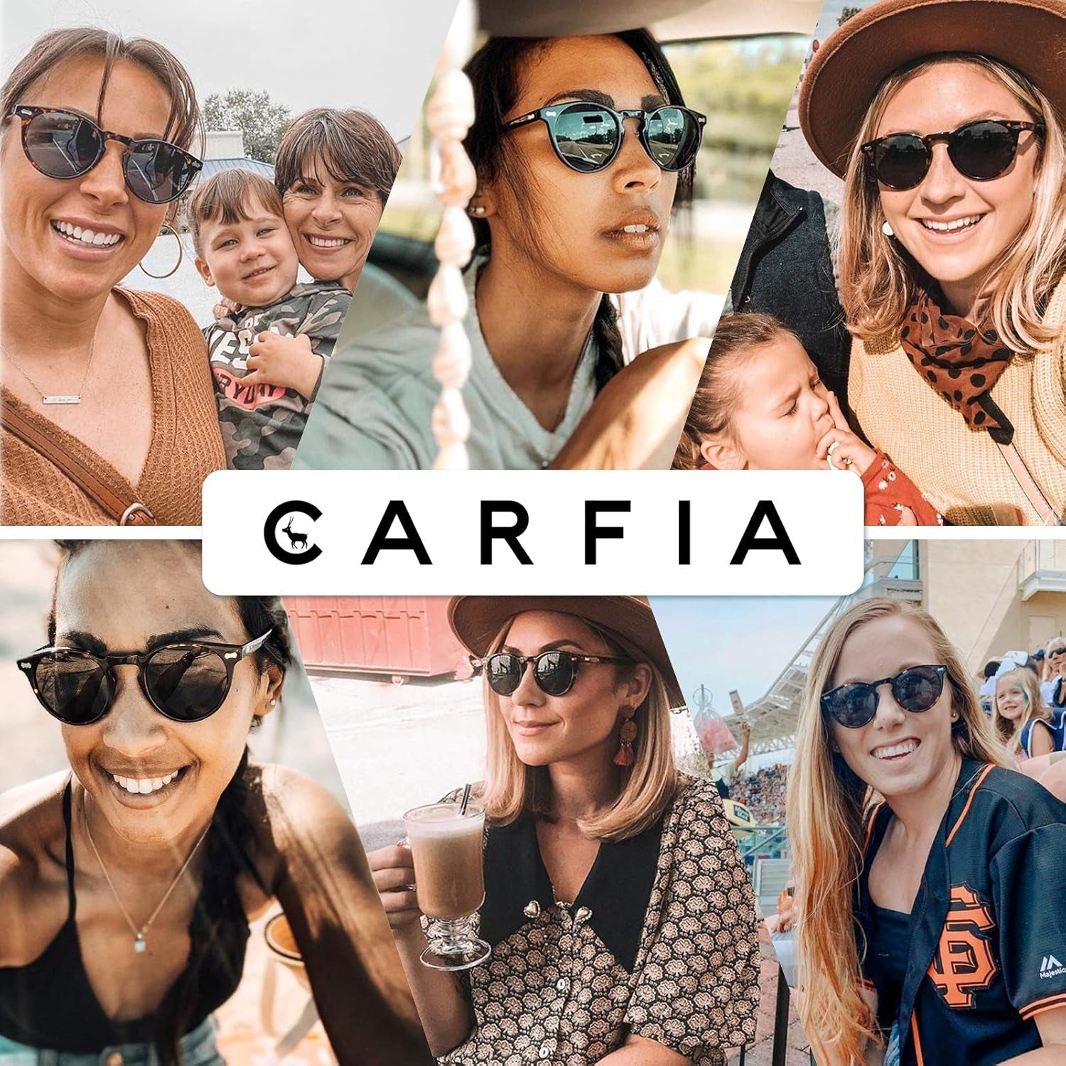round Acetate Polarized Sunglasses for Women Small Face UV Protection with Leather Case CA5288 - WORLD TIME VISITS