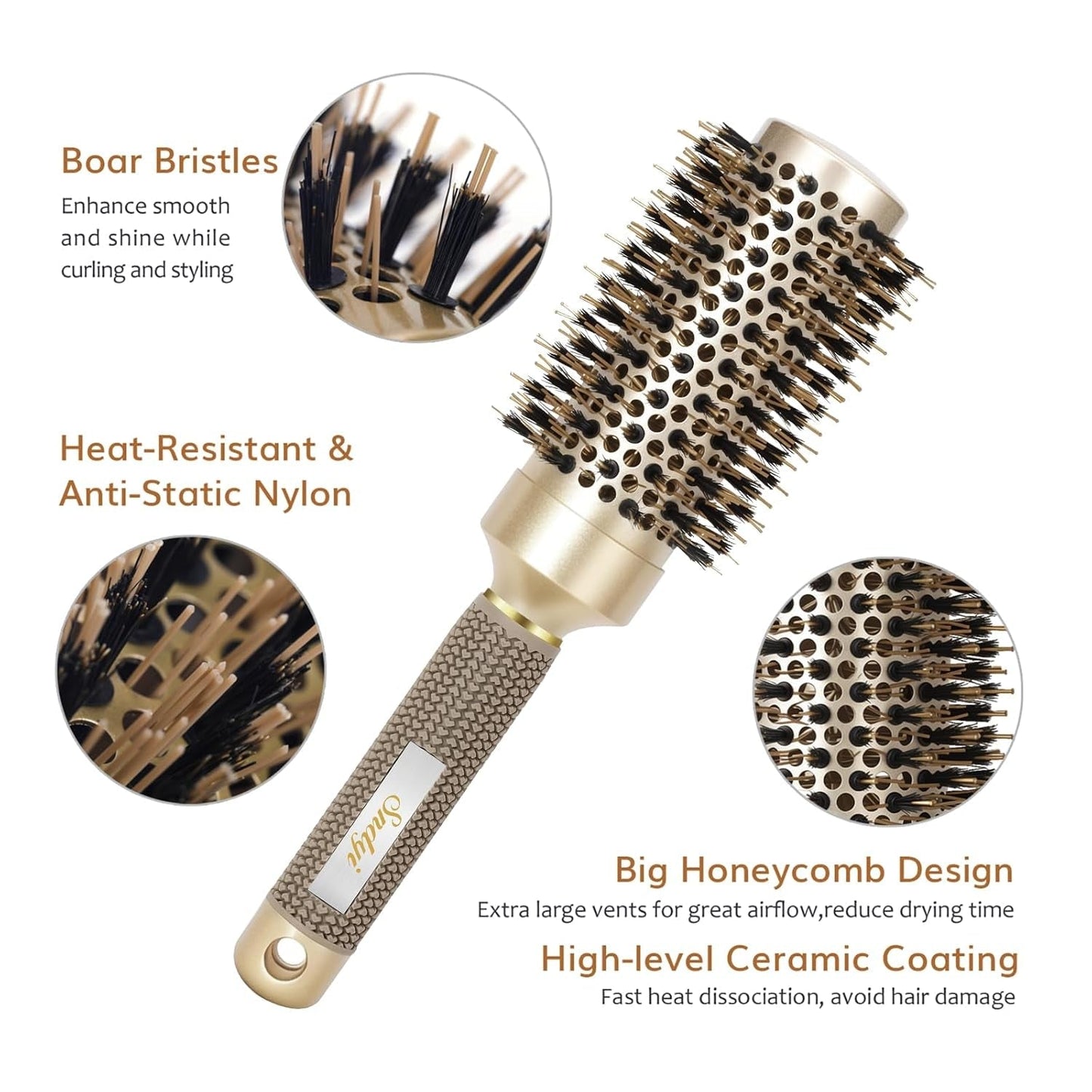 Round Brush for Blow Drying, Nano Thermal Ceramic & Ionic Tech Hair Brush with Boar Bristles, Professional round Barrel Brush for Styling, Curling & Straightening by (2.9 Inch, Barrel 1.7 Inch) - WORLD TIME VISITS