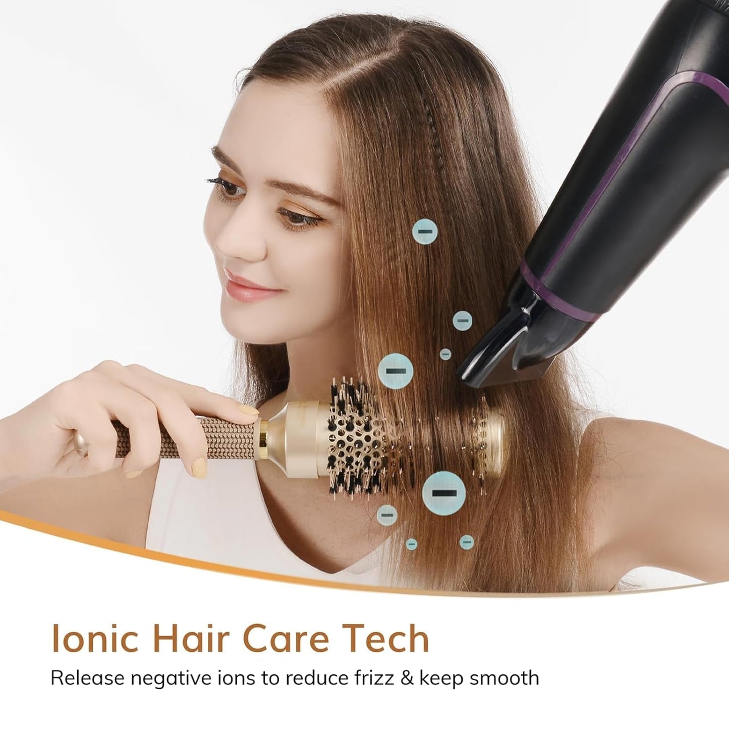 Round Brush for Blow Drying, Nano Thermal Ceramic & Ionic Tech Hair Brush with Boar Bristles, Professional round Barrel Brush for Styling, Curling & Straightening by  (2.9 Inch, Barrel 1.7 Inch)