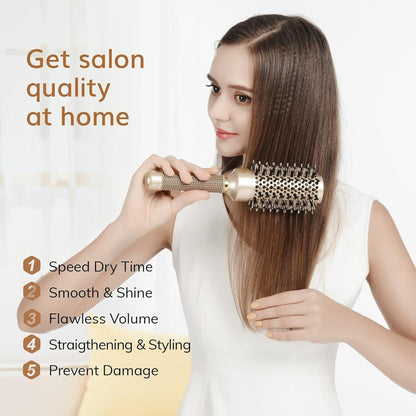 Round Brush for Blow Drying, Nano Thermal Ceramic & Ionic Tech Hair Brush with Boar Bristles, Professional round Barrel Brush for Styling, Curling & Straightening by  (2.9 Inch, Barrel 1.7 Inch)