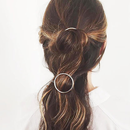 round Circle Hair Clip Gold Open Circle Hair Clip Minimal Hair Barrette Holder for Women and Girls (Gold)