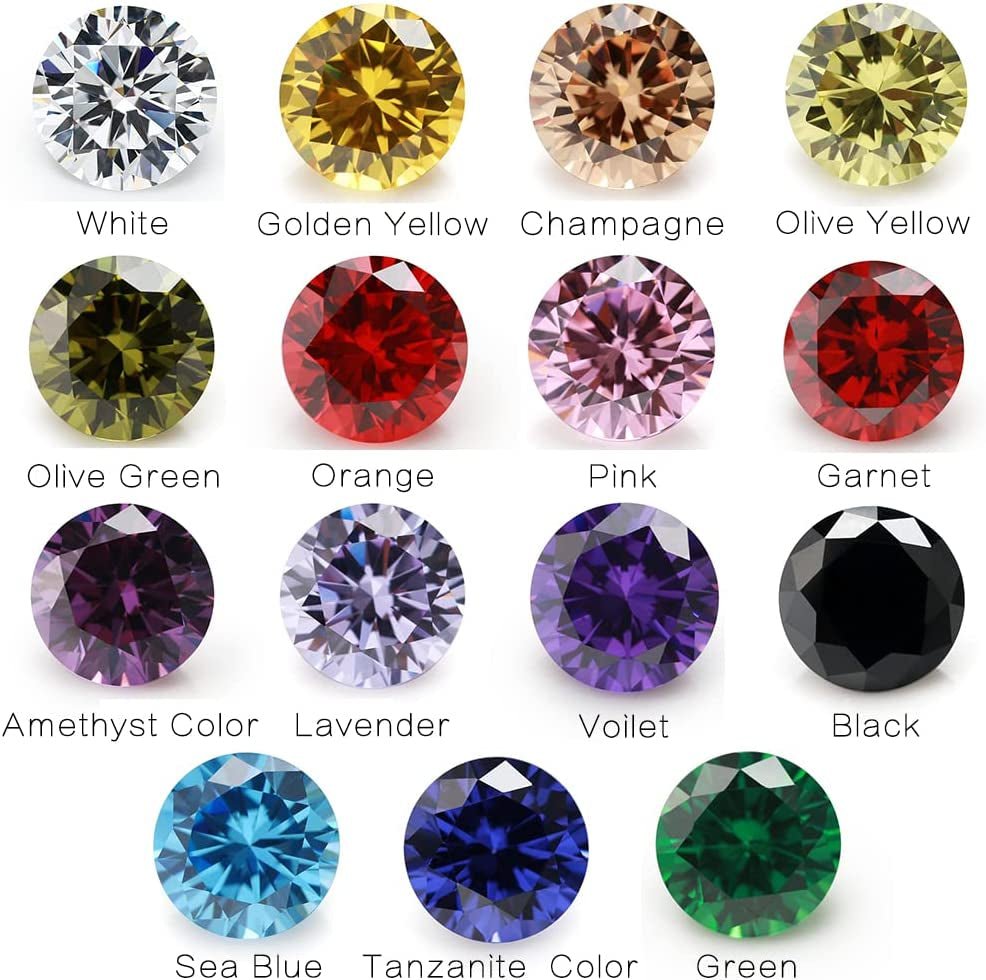 Round Cut 5A Cubic Zirconia Stone Mix 15 Colors Loose CZ Stones Synthetic Gemstone for Jewelry Making - WORLD TIME VISITS