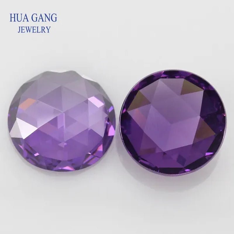 Round Shape Purple Rose Cut CZ Stone Flat Bottom Cubic Zirconia Brilliant Cut AAAAA Loose Gems 8Mm Wholesale Jewelry Stones - WORLD TIME VISITS