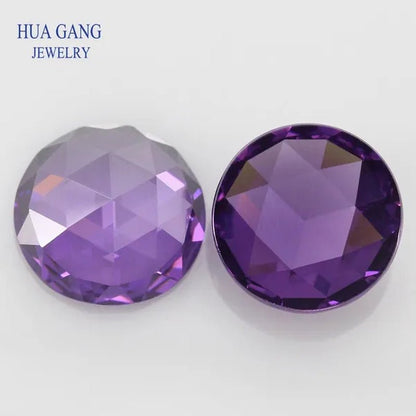 Round Shape Purple Rose Cut CZ Stone Flat Bottom Cubic Zirconia Brilliant Cut AAAAA Loose Gems 8Mm Wholesale Jewelry Stones - WORLD TIME VISITS