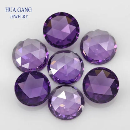 Round Shape Purple Rose Cut CZ Stone Flat Bottom Cubic Zirconia Brilliant Cut AAAAA Loose Gems 8Mm Wholesale Jewelry Stones