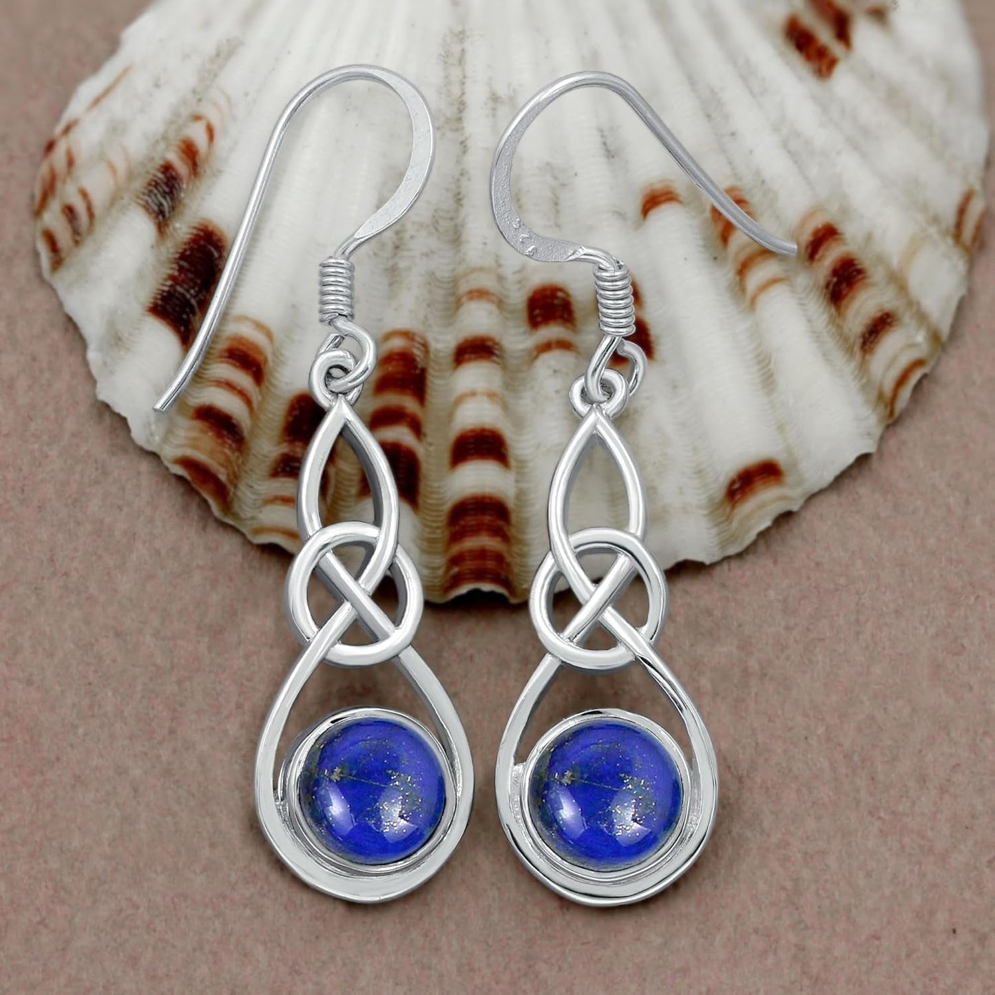 round Shaped Natural Gemstone Earrings for Women, Sterling Silver Celtic Knot Dangle Birthstone Earrings Jewelry Women'S Day Gifts for Mom Wife Sister