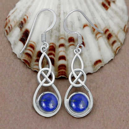 round Shaped Natural Gemstone Earrings for Women, Sterling Silver Celtic Knot Dangle Birthstone Earrings Jewelry Women'S Day Gifts for Mom Wife Sister